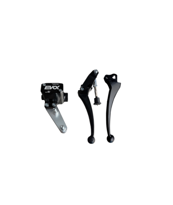 Pompa freno idraulica EVOK iron brake p11 manubrio Vespa PK leve nere, tappo pompa nero