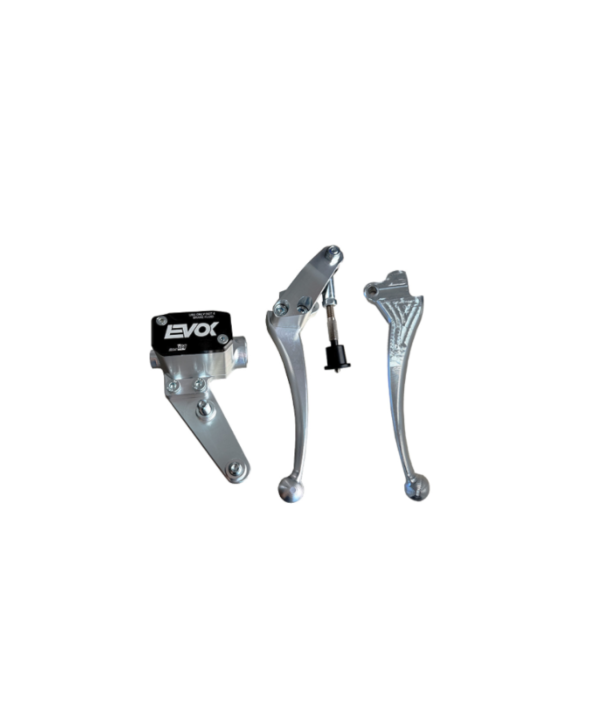 Pompa freno idraulica EVOK iron brake p11 manubrio Vespa PK leve silver, tappo pompa nero