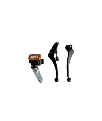 Pompa freno idraulica EVOK iron brake p11 manubrio Vespa PK leve nere, tappo pompa arancione